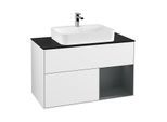 Villeroy und Boch Finion Waschtischunterschrank F372HGGF 100cm, Abdeckplatte black matt, Regal rechts Midnight Blue Matt Lacquer, Glossy white lacquer