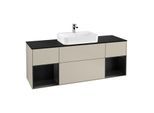 Villeroy und Boch Finion Waschtischunterschrank F452PDHH 160x60,3cm, Abdeckplatte black matt, Regale Black matt lacquer, Sand Matt Lacquer