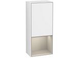 Villeroy und Boch Finion Seitenschrank F550HHGF 41,8x93,6x27cm, rechts, Regal unten Sand Matt, Glossy white lacquer