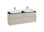 Villeroy und Boch Finion Waschtischunterschrank F43200HH 160x60,3cm, Abdeckplatte black matt, Sand Matt Lacquer