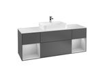 Villeroy und Boch Finion Waschtischunterschrank F451GJGK 160x60,3cm, Abdeckplatte white matt, Regale Light grey matt lacquer, Anthracite matt