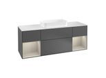 Villeroy und Boch Finion Waschtischunterschrank F331HHGK 160x60,3cm, Abdeckplatte white matt, Regale sand matt lacquer, Anthracite matt