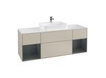 Villeroy und Boch Finion Waschtischunterschrank F451HGHH 160x60,3cm, Abdeckplatte white matt, Regale Midnight matt lacquer, Sand Matt Lacquer