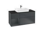 Villeroy und Boch Finion Waschtischunterschrank G412HGHG 120cm, Abdeckplatte black matt, Emotion, Regal links Midnight Blue Matt Lacquer, Midnight Blue Matt Lacquer