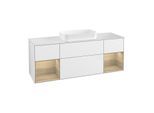Villeroy und Boch Finion Waschtischunterschrank F331PCGF 160x60,3cm, Abdeckplatte white matt, Regale Oak Veneer, Glossy white lacquer