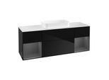 Villeroy und Boch Finion Waschtischunterschrank F331GKPH 160x60,3cm, Abdeckplatte white matt, Regale Anthracite matt lacquer, Glossy Black Lacquer