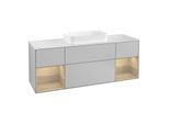 Villeroy und Boch Finion Waschtischunterschrank F331PCGJ 160x60,3cm, Abdeckplatte white matt, Regale Oak Veneer, Light grey matt