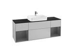 Villeroy und Boch Finion Waschtischunterschrank G452GKGJ 160cm, Abdeckplatte black matt, Emotion, Regale Anthracite matt lacquer, Light grey matt