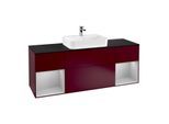 Villeroy und Boch Finion Waschtischunterschrank G452GJHB 160cm, Abdeckplatte black matt, Emotion, Regale Light grey matt lacquer, Peony Matt