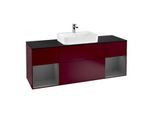 Villeroy und Boch Finion Waschtischunterschrank G452GKHB 160cm, Abdeckplatte black matt, Emotion, Regale Anthracite matt lacquer, Peony Matt