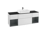Villeroy und Boch Finion Waschtischunterschrank G452HGMT 160cm, Abdeckplatte black matt, Emotion, Regale Midnight matt lacquer, White matt lacquer