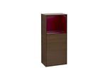 Villeroy und Boch Finion Seitenschrank F520HBGN 41,8cm, links, Ladestation, Regal Peony Matt Lacquer, Walnut veneer