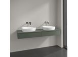 Villeroy und Boch Antao Waschtisch-Unterschrank L17050HL 160x19x50cm, Hahnlochbohrung, Waschbeckenplattenfarbe Lack, leaf green matt lacquer, Mit Beleuchtung