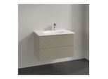 Villeroy und Boch Antao Waschtisch-Unterschrank L04100HK 78,8x50,4x49,6cm, mit Frontstruktur, stone grey matt lacquer, Mit Beleuchtung
