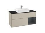 Villeroy und Boch Finion Waschtischunterschrank G422HGHH 120cm, Abdeckplatte black matt, Emotion, Regal rechts Midnight Blue matt, Sand Matt Lacquer