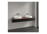 Villeroy und Boch Antao Waschtisch-Unterschrank L17112PD 160x19x50cm, Waschbeckenplattenfarbe warm walnut, black matt lacquer, Mit Beleuchtung