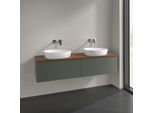 Villeroy und Boch Antao Waschtisch-Unterschrank K39112HL 160x36x50cm, Waschbeckenplattenfarbe warm walnut, leaf green matt lacquer