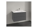Villeroy und Boch Antao Waschtisch-Unterschrank L04100GK 78,8x50,4x49,6cm, mit Frontstruktur, anthracite matt lacquer, Mit Beleuchtung