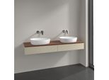 Villeroy und Boch Antao Waschtisch-Unterschrank L17112HJ 160x19x50cm, Waschbeckenplattenfarbe warm walnut, silk grey matt lacquer, Mit Beleuchtung