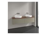 Villeroy und Boch Antao Waschtisch-Unterschrank L39112HK 160x36x50cm, Waschbeckenplattenfarbe warm walnut, stone grey matt lacquer, Mit Beleuchtung