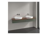 Villeroy und Boch Antao Waschtisch-Unterschrank L17012HL 160x19x50cm, Waschbeckenplattenfarbe warm walnut, leaf green matt lacquer, Mit Beleuchtung