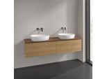 Villeroy und Boch Antao Waschtisch-Unterschrank L39112HN 160x36x50cm, Waschbeckenplattenfarbe warm walnut, honey oak, Mit Beleuchtung