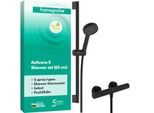 hansgrohe Activera Select S Brausesystem 28876670 Aufputz, wassersparend, mit Ecostat Fine und Brausestange 65cm, schwarz matt