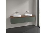 Villeroy und Boch Antao Waschtisch-Unterschrank L39012HL 160x36x50cm, Waschbeckenplattenfarbe warm walnut, leaf gree, matt lacquer, Mit Beleuchtung