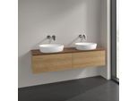 Villeroy und Boch Antao Waschtisch-Unterschrank L39012HN 160x36x50cm, Waschbeckenplattenfarbe warm walnut, honey oak, Mit Beleuchtung