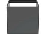 Ideal Standard Conca Waschtisch-Unterschrank T4355Y2 ohne Waschtisch-Platte, 2 Auszüge, 60x50,5x54 cm, Anthrazit matt lackiert