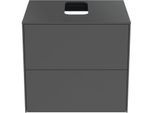 Ideal Standard Conca Waschtisch-Unterschrank T3940Y2 mit Ausschnitt, 2 Auszüge, 60x50,5x55 cm, mittig, Anthrazit matt lackiert