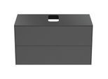 Ideal Standard Conca Waschtisch-Unterschrank T3942Y2 mit Ausschnitt, 2 Auszüge, 100x50,5x55 cm, mittig, Anthrazit matt lackiert