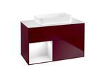 Villeroy und Boch Finion Waschtischunterschrank F651GFHB 100x60,3x50,1cm, Regal links Glossy white lacquer, Peony Matt