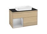 Villeroy und Boch Finion Waschtischunterschrank F652GJPC 100x60,3x50,1cm, Regal links Light grey matt, Oak Veneer