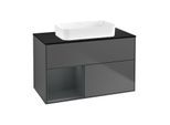 Villeroy und Boch Finion Waschtischunterschrank F652HGGK 100x60,3x50,1cm, Regal links Midnight Blue Matt Lacquer, Anthracite matt
