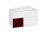 Villeroy und Boch Finion Waschtischunterschrank F651HBGF 100x60,3x50,1cm, Regal links Peony, Glossy white lacquer
