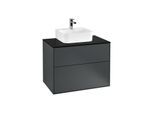Villeroy und Boch Finion Waschtischunterschrank F08200HG 80x60,3x50,1cm, Abdeckplatte black matt, Midnight Blue Matt Lacquer