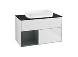 Villeroy und Boch Finion Waschtischunterschrank F652HGMT 100x60,3x50,1cm, Regal links Midnight Blue Matt Lacquer, White matt lacquer