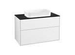 Villeroy und Boch Finion Waschtischunterschrank G64200GF 100x60,3x50,1mm, Wandbeleuchtung, Glass Black Matt, Glossy white lacquer