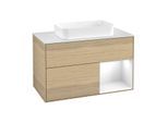 Villeroy und Boch Finion Waschtischunterschrank F661GFPC 100x60,3x50,1cm, Regal rechts Glossy white lacquer, Oak Veneer