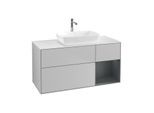 Villeroy und Boch Finion Waschtischunterschrank F831HGGJ 120cm, Abdeckplatte white matt, Regale Midnight matt lacquer, Light grey matt