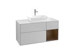Villeroy und Boch Finion Waschtischunterschrank G831GNGJ 120cm, Abdeckplatte white matt, Emotion, Regale Walnut Veneer, Light grey matt