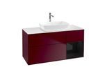 Villeroy und Boch Finion Waschtischunterschrank F831PHHB 120cm, Abdeckplatte white matt, Regale Glossy black lacquer, Peony Matt