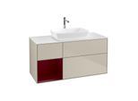 Villeroy und Boch Finion Waschtischunterschrank G821HBHH 120cm, Abdeckplatte white matt, Emotion, Regale Peony matt lacquer, Sand Matt Lacquer
