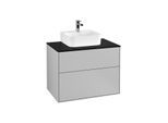 Villeroy und Boch Finion Waschtischunterschrank F08200GJ 80x60,3x50,1cm, Abdeckplatte black matt, Light grey matt