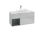 Villeroy und Boch Finion Waschtischunterschrank G821HGGJ 120cm, Abdeckplatte white matt, Emotion, Regale Midnight matt lacquer, Light grey matt