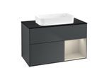 Villeroy und Boch Finion Waschtischunterschrank G662HHHG 100x60,3x50,1cm, Regal rechts Sand Matt, Midnight Blue Matt Lacquer