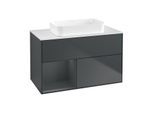 Villeroy und Boch Finion Waschtischunterschrank G651HGHG 100x60,3x50,1cm, Regal links Midnight Blue Matt Lacquer, Midnight Blue Matt Lacquer