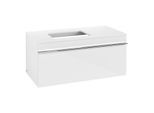 Villeroy und Boch Venticello Waschtisch-Unterschrank A94701DH 95,7 x 43,6 x 50,2 cm, Waschtisch links, Griff Chrom, Glossy White