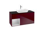 Villeroy und Boch Finion Waschtischunterschrank G822GJHB 120cm, Abdeckplatte black matt, Emotion, Regale Light grey matt lacquer, Peony Matt